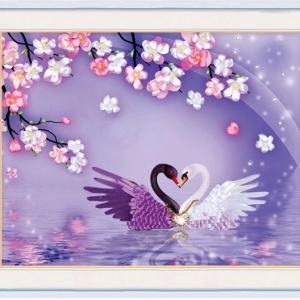 EM-055  Ribbon Embroidery Swan Lover